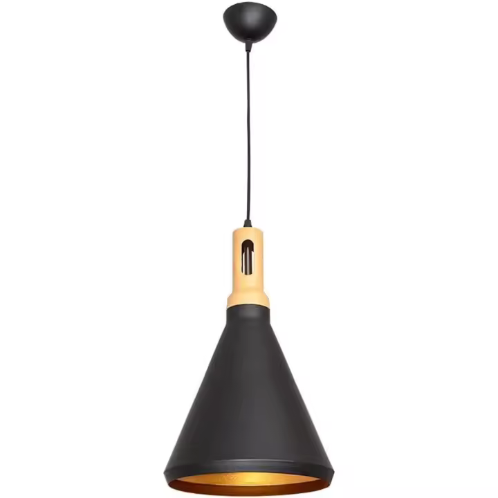 Lámpara Colgante Vintage BEL AIR HOME Berlin de Madera Negro y Oro 25cm - 1