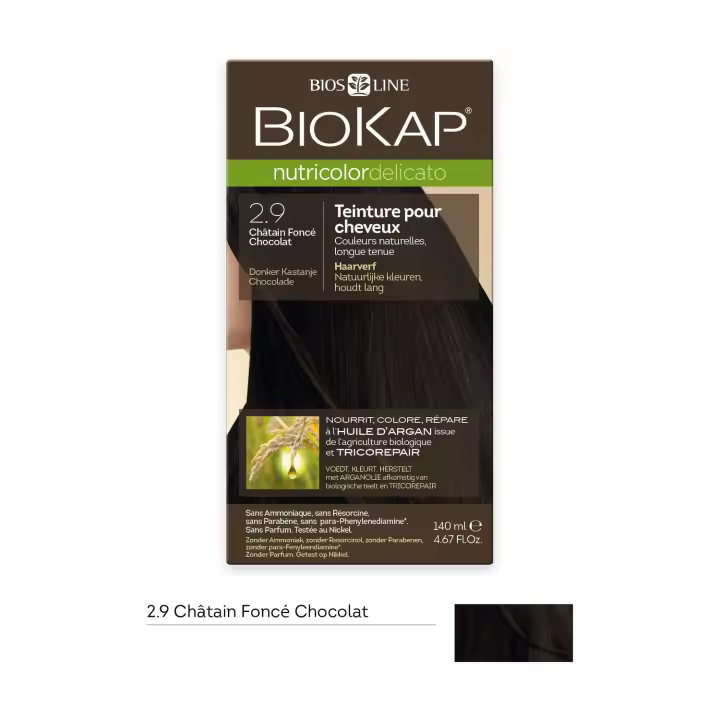 Tinte Nutricolor Delicato Castaño Oscuro Chocolate 2.9 140 ml (Castaño oscuro)  Biokap - 1