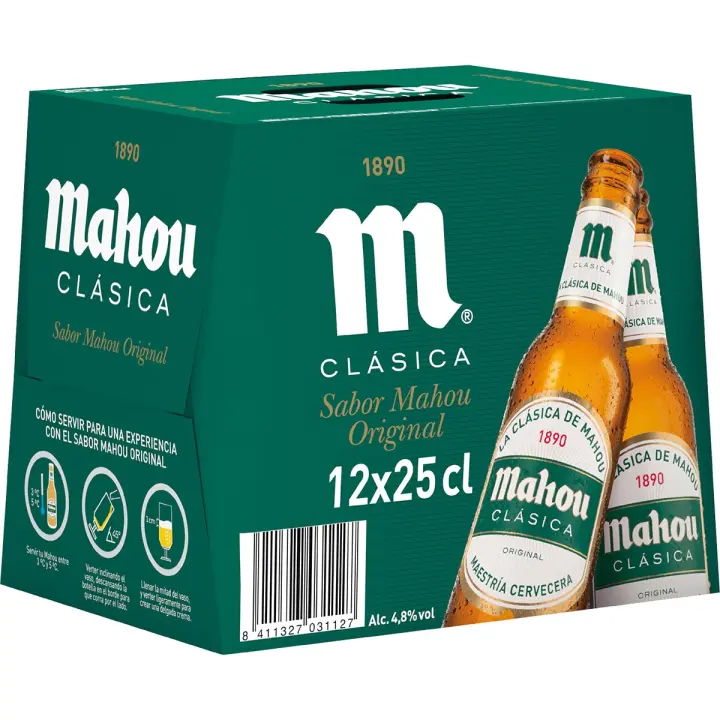 MAHOU CLASICA 25CL - PACK 12 UD - CERVEZA DORADA LAGER - 1