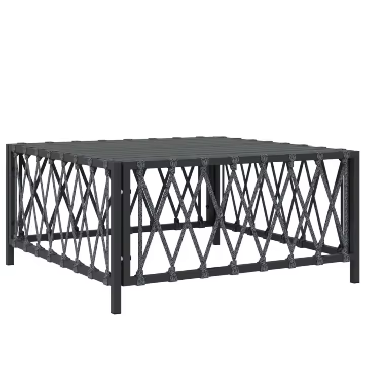 vidaXL Mesa de jardín tela tejida gris antracita 70x70x34 cm - 1