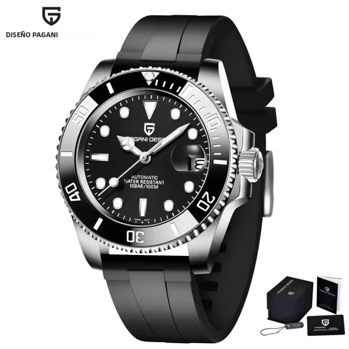 Reloj Mecánico Automático PAGANI DESIGN 2024 Para Hombre 40mm Acero Inoxidable Resistente Al Agua Con Correa De Goma Calibre NH35A - 1