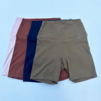 Shorts Deportivos Para Mujer Cintura Alta Yoga Ajustados Levantamiento De Glúteos Gimnasio Correr Nylon Elástico - details 4