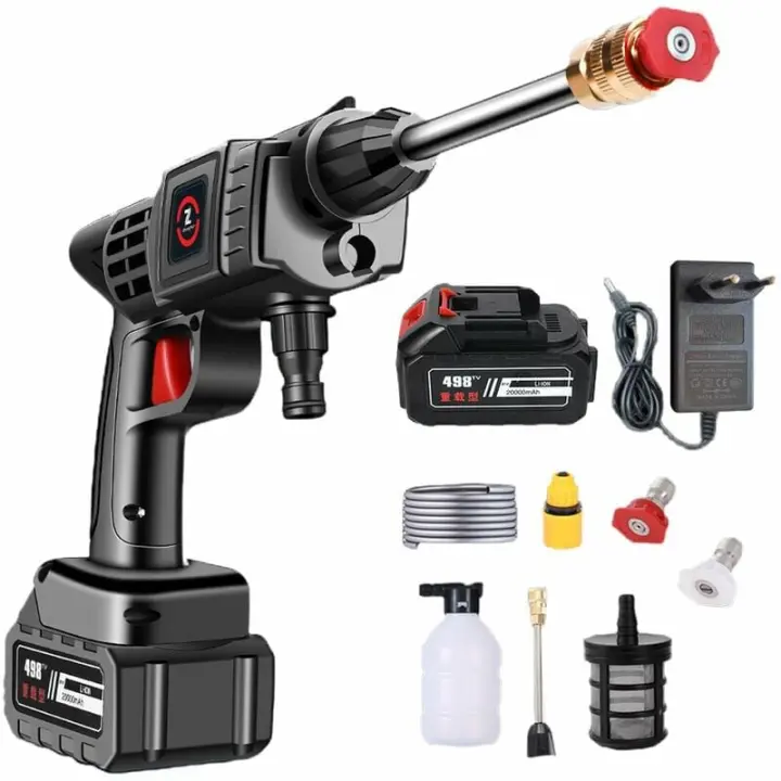 Lavadora de alta presión inalámbrica de 200W, 2000 RPM, con batería de 21V, 10000mah, 50 bares para lavado de coches, riego de flores - 1