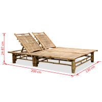 vidaXL Tumbona de 2 personas bambú Sillas de Exterior Ideal para jardín, playa, piscina, terraza Tumbona Piscina Tumbonas Playa Tumbonas Jardín Exterior - details 6