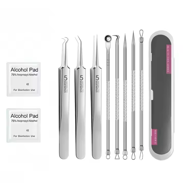 Pinzas para eliminar puntos negros, pinzas de 0,05 mm con clip automático, pinzas profesionales para eliminar puntos negros faciales, pinzas para eliminar puntos negros - 1