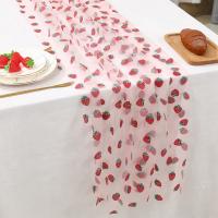 Corredor De Mesa Tema Fresa Cumpleaños Decoración Fresa Fiesta Baby Shower Suministros De Fiesta Voile Material Medida Individual - details 1