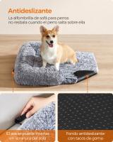 Cama para Perros de Tela de Felpa con Funda Protectora para Sofá, Alfombrilla para Perros Grandes, 95x85x16 cm, Color Gris o Rosa - details 3