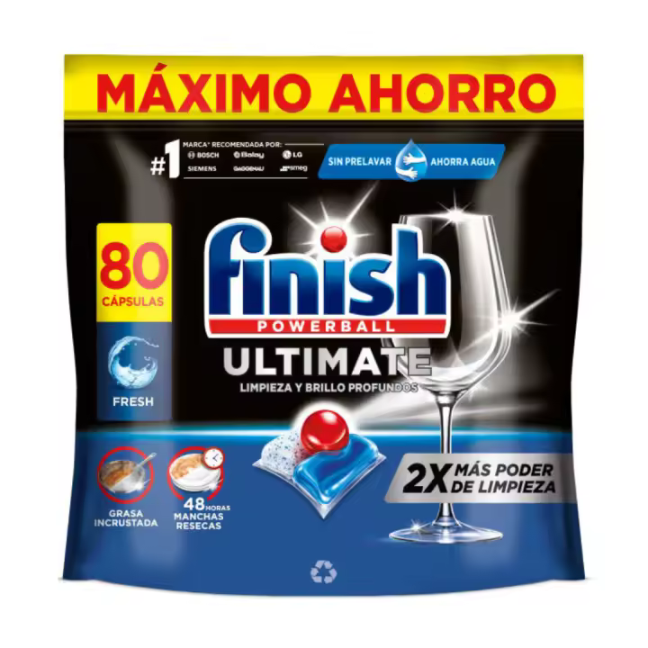 Finish - Finish Powerball Ultimate Pastillas para el lavavajillas, 80 pastillas - 1