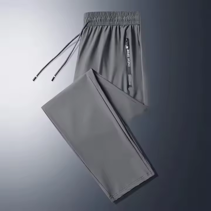 Pantalones De Verano Para Hombre En Seda Helada Delgados Estilo Suelto Ropa De Trabajo Casual Secado Rápido Deporte Pantalones Largos Transpirables Alta Elasticidad - 1