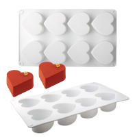 Molde De Galletas De Silicona En Forma De Corazón Para Postres Y Pasteles Eco-amigable Para Horno 6 O 8 Celdas Día De San Valentín - details 2