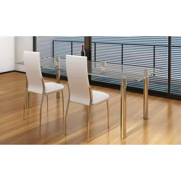 vidaXL Sillas de comedor 2 unidades cuero sintético blanco - 1
