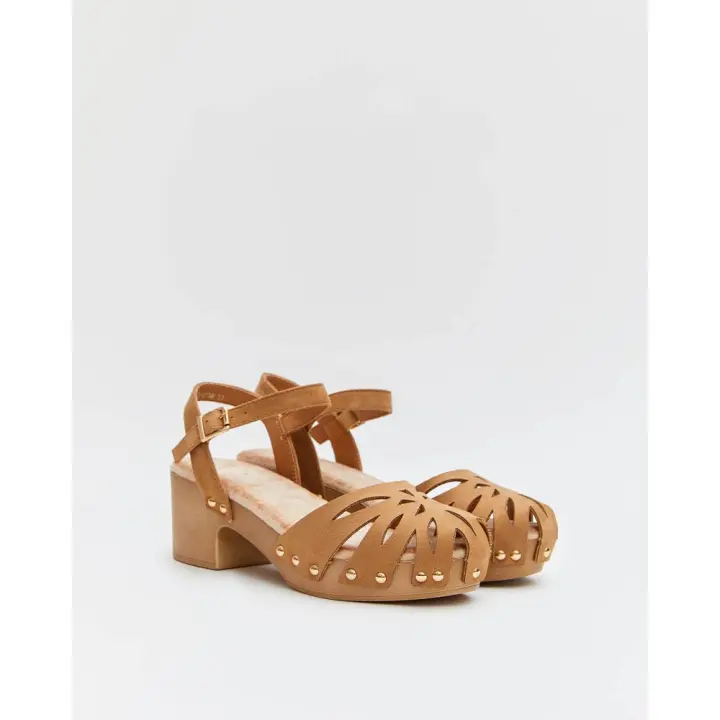 Zuecos de madera mujer KTEY 282 DB-3190CAMEL SANDALIA PISO MADERA CAMEL 36131 25V - 1