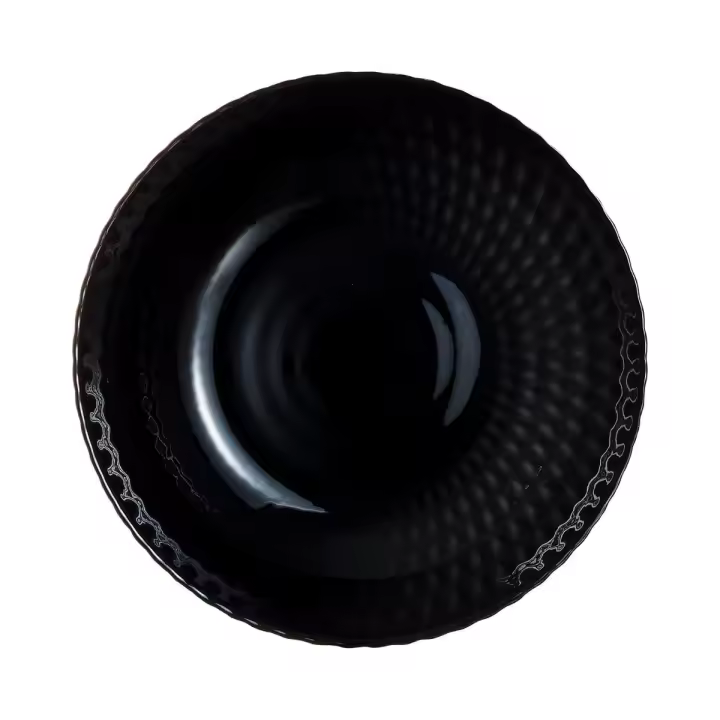 Luminarc Pampille Noir Plato Hondo Vidrio 20CM Negro con Relieve - Fabricado en Francia - Ecológico - Extra Resistente - 1