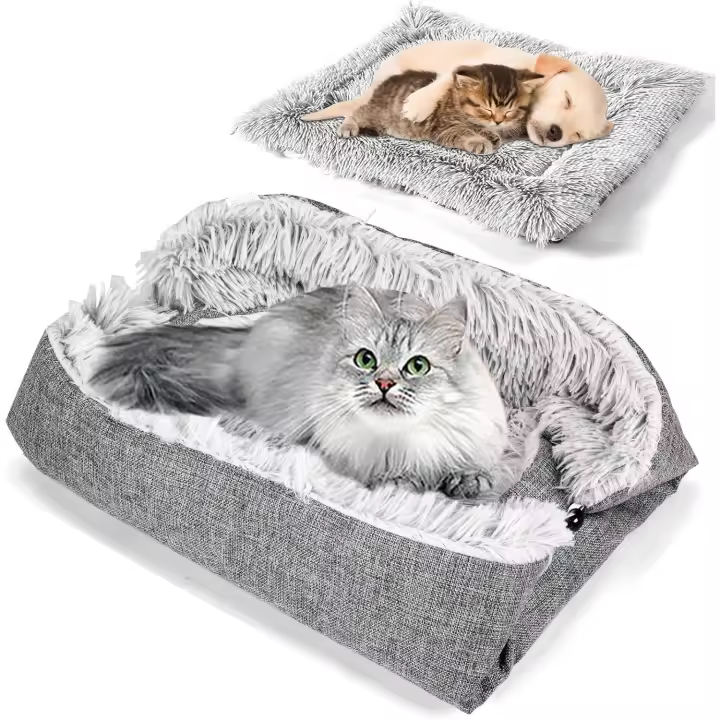 Cama para Gatos y Perros 60cm * 50cm Adecuada para Primavera, Verano, Invierno y Invierno, Gris - 1
