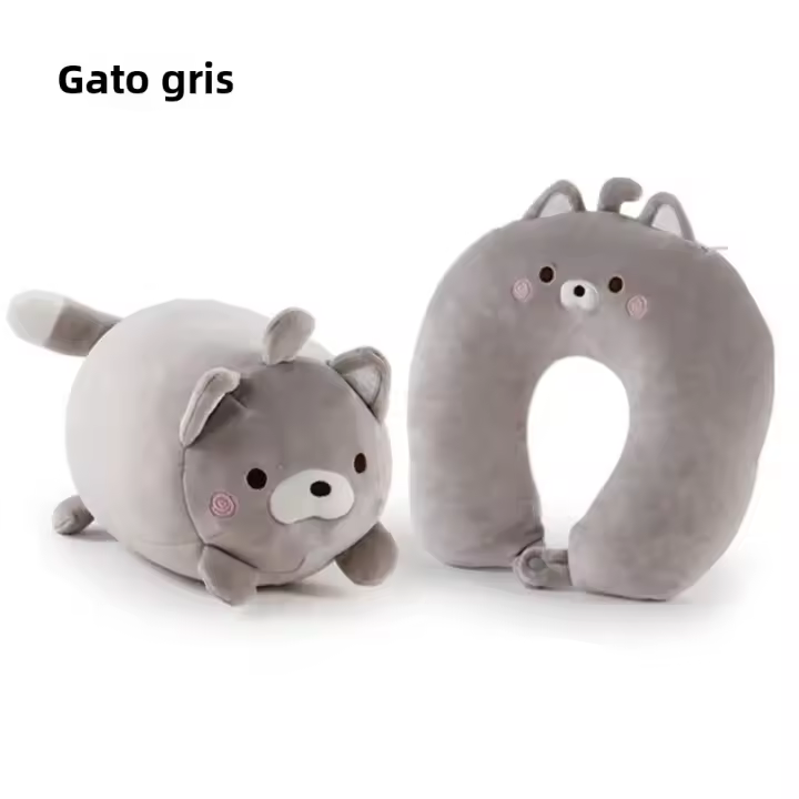 Almohada De Viaje En Forma De U Con Diseño De Delfín Y Pinguino Cartoon Almohada De Cuello Fluffy Para Protección Del Cervical 100% Poliéster - 1