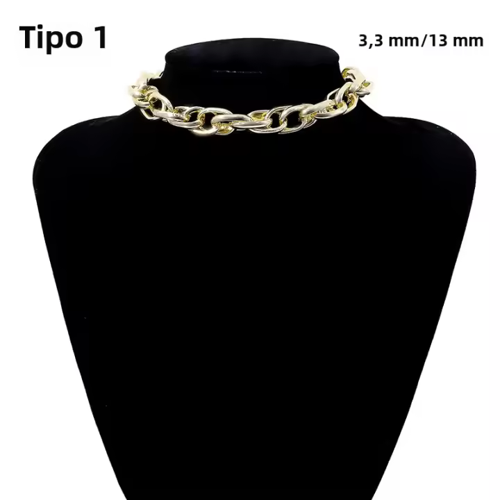 Collar Gótico Punk Exagerado De Cadena Gruesa Para Mujer Joyería De Noche Club Estilo Metal Fuerte Adorno Feminino - 1
