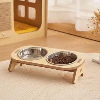 Tazas De Alimentación Elevadas Para Mascotas Gatos Y Perros Contenedor De Alimentos Y Agua De Acero Inoxidable Simplicidad Moderna Resistente Al Derribos Para Pequeños Perros Y Gatos - details 0