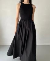 Nuevo Vestido Largo Elegante Y Sencillo Para Mujer En Color Negro Con Cuello Redondo Y Cintura Alta Estilo Temperamento Moda Casual De Verano - details 8