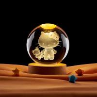 Luz Nocturna De Cristal 3D De 6cm Con Imagen De Pikachu Stitch Doraemon Hello Kitty Regalo Para Niños Grabado Por Láser - details 2