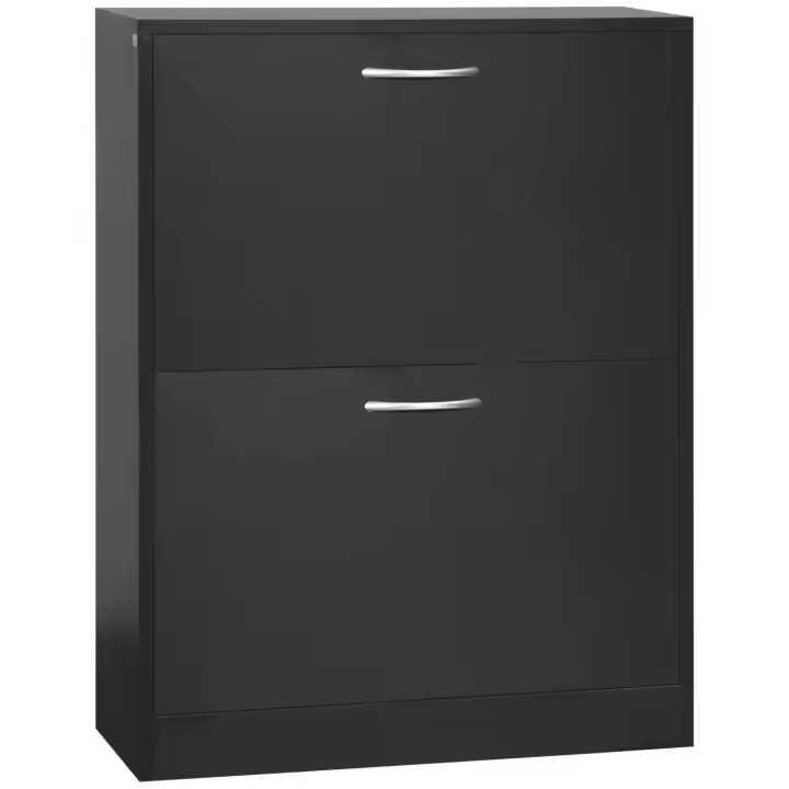 HOMCOM Zapatero Moderno Zapatero de Entrada Recibidor con 2 Cajones y Estantes Ajustables Zapatero Estrecho para Pasillo 60x24x80 cm Negro - 1