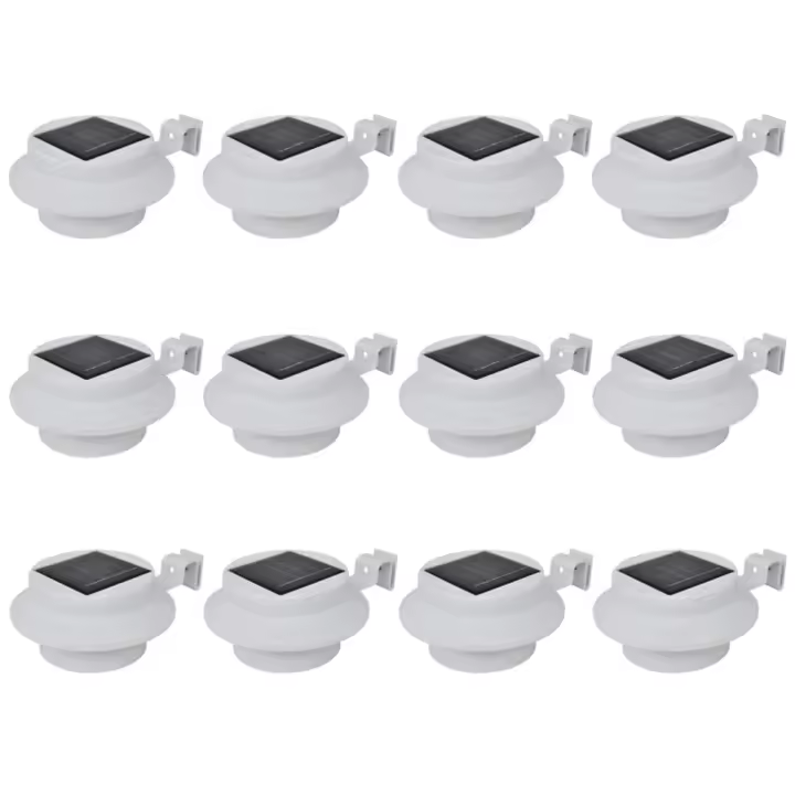 vidaXL Lámparas solares para valla exterior 12 uds LED negro - 1