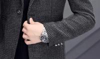 Traje Casual Grueso Para Hombre Estilo Coreano De Moda Abrigo Occidental Slim Ajustado Traje De Otoño E Invierno Con Cierre Simple - details 11