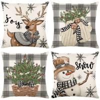 Funda De Cojín Navidad 45cm Decoración Para El Hogar Año Nuevo 2024 Y 2025 Dibujos De Navidad Sólido Polyester/Cotton - details 0