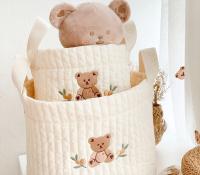Bolsa De Diaper Para Bebé INS Con Bordado De Oso Hermoso Organizador De Almacenamiento Para Pañales Juguetes Mami Nueva - details 6