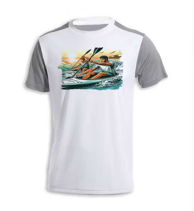 MERCHANDMANIA CAMISETA BICOLOR deporte playa kayak amigos competicion tshirt - 1