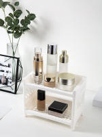 Estante De Doble Capa Minimalista Para Escritorio En Plástico Blanco Puro Organizador Multifuncional Para Baño Y Estantería De Almacenamiento Doméstico - details 4