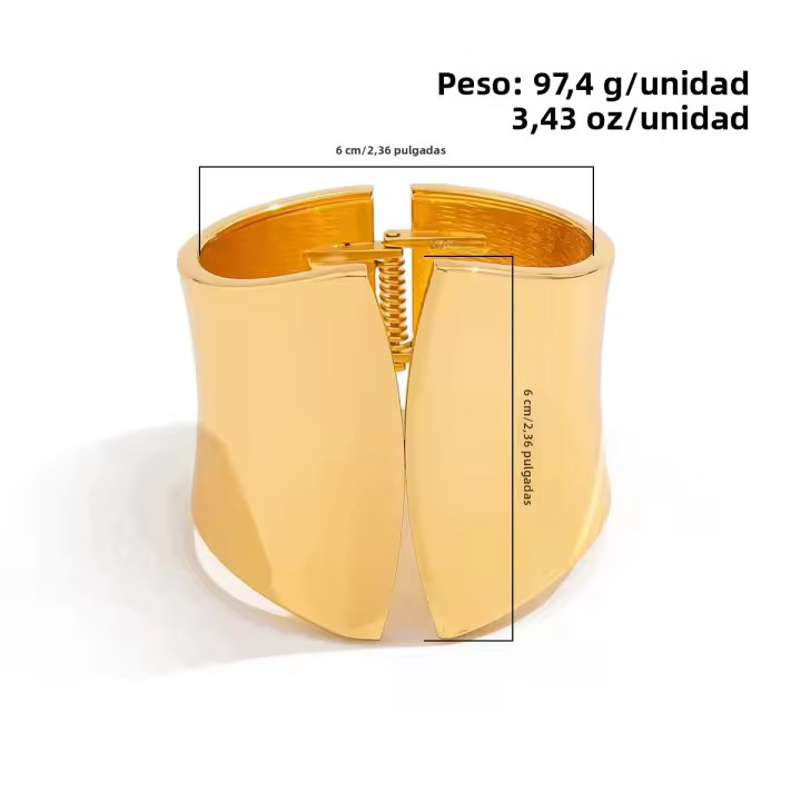 Pulsera De Cuff Vintage Geométrica Ola Para Mujer Estilo Punk Metal Pesado Pulsera Abierta Para Fiesta De Calle Moda Primavera - 1