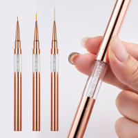 Pincel De Arte Para Uñas Rose Gold Doble Cabeza 5/7/9/12/15/20mm Para Líneas Y Dibujos Con Mango De Piedras Preciosas Acrílico - details 2