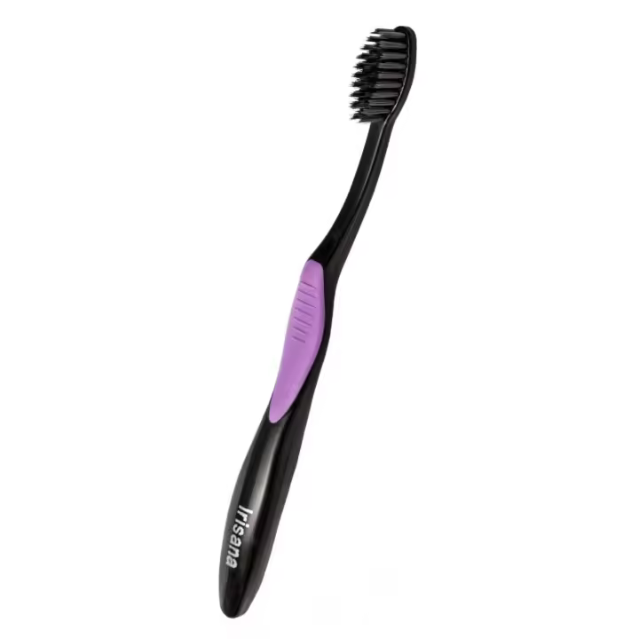 Irisana - Cepillo de Dientes - Negro - Carbón Activo y Doble Filamento - 3 x 1,5 x 12,5 cm - Favorece la Eliminación de Placa - Ayuda a Eliminar Sarro - 1