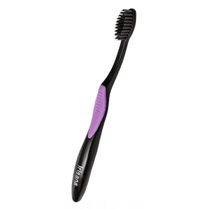 Irisana - Cepillo de Dientes - Negro - Carbón Activo y Doble Filamento - 3 x 1,5 x 12,5 cm - Favorece la Eliminación de Placa - Ayuda a Eliminar Sarro - 1
