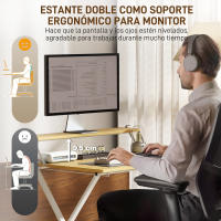 HOMCOM Escritorio Plegable Mesa de Escritorio Plegable con Estante Abierto Escritorio Pequeño para Estudio Hogar Oficina 86x66x82 cm Natural - details 5