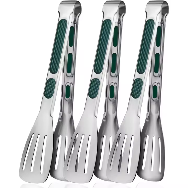 Pinzas de cocina de 3 piezas, pinzas de Parrilla de Metal de Maple inoxidable antideslizantes de 9 pulgadas - 1