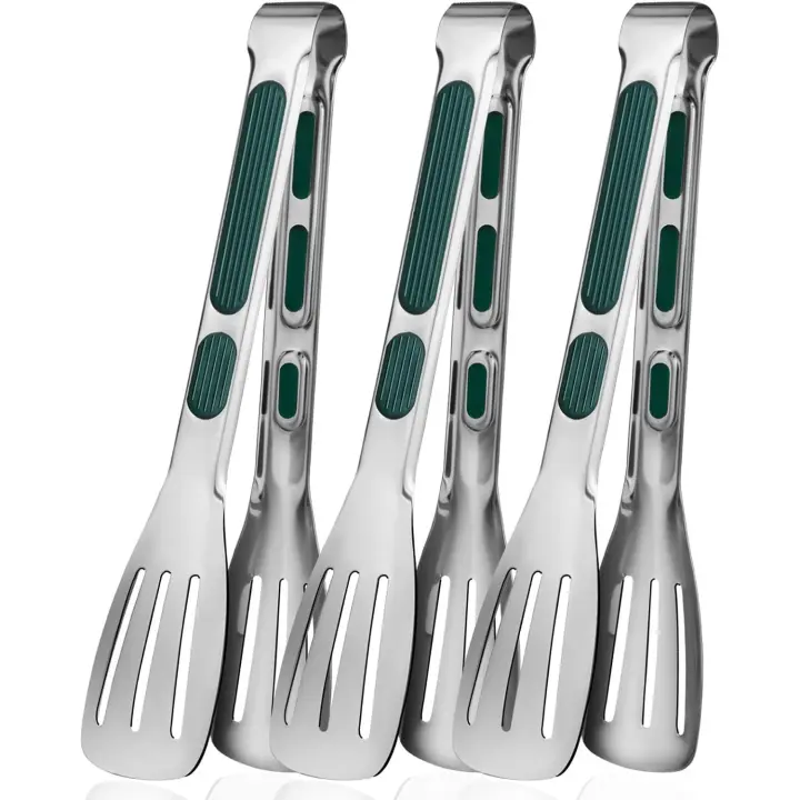 Pinzas de cocina de 3 piezas, pinzas de Parrilla de Metal de Maple inoxidable antideslizantes de 9 pulgadas - 1