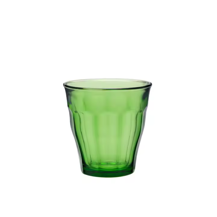 DURALEX Set de 8 vasos 250 cc, color verde "PICARDIE", alta calidad, vaso gris transparente, resistente a golpes y arañazos - 1