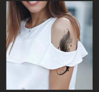 Tatuaje Temporal De Pluma Estilo Oscuro Impermeable Para Brazo Y Pierna Realista Duradero Para Hombres Y Mujeres - details 3