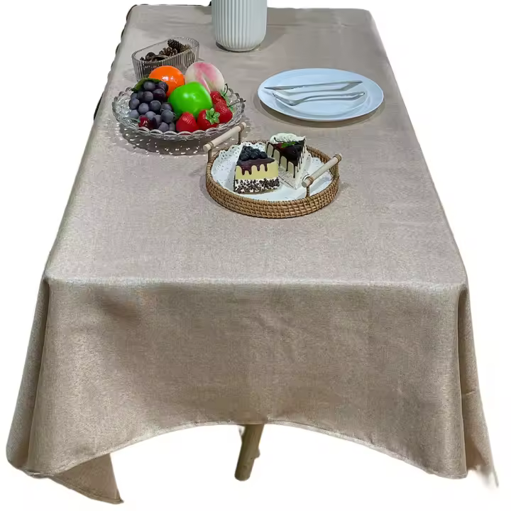 Mantel Mesa Rectangular Efecto Lino Mantel Antimanchados Decorativos para Casa - 1