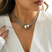 Collar Gótico Ingemark Para Mujer Cadena Gruesa Torcida Con Colgante De Bola Vintage Joyería Grunge Estilo Steampunk - details 2