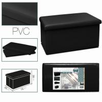 LILI HOME Puff Ottoman PVC Negro - Diseño Elegante y Funcional 📏 Dimensiones de los Puffs: 📌 Puff Grande: 76 x 38 x 38 cm 📌 Puffs Pequeños: 38 x 38 x 38 cm. Su acabado en PVC negro le da un toque moderno y sofisticado, mientras q - details 2