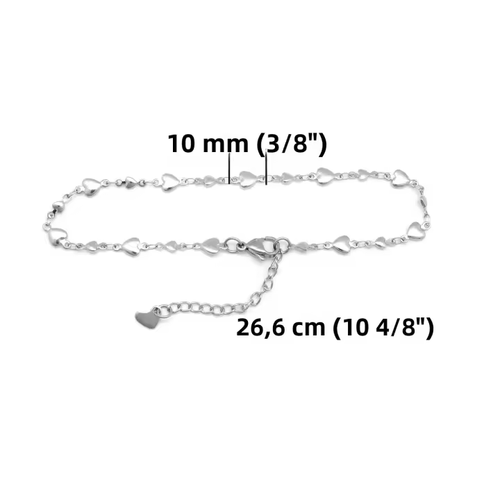 Pulsera De Tiza De Acero Inoxidable 304 Color Plateado Para Mujer Joyería Moda Verano Playa Accesorio De Pie 21.8cm Longitud 1 Pieza - 1