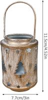 Prácticos farolillos de vela de Granja, Farol de Candelabro Hueco de Hierro de Metal Curved with árbol, Ciervo, COPO de Hierro - details 3
