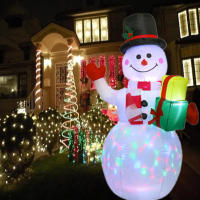 Guantes De Navidad Verdes Inflables Con Hombre De Nieve Modelo Exterior Con Luz LED Giratoria Decoraciones De Navidad Para Interior Y Exterior 7FT - details 7