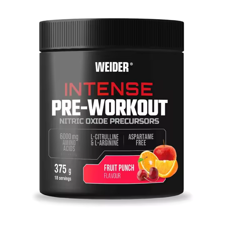 Weider - Intense Pre Work Out 375 g - Pre-entrenamiento de alta potencia -  Sabor: Ponche de frutas - 1