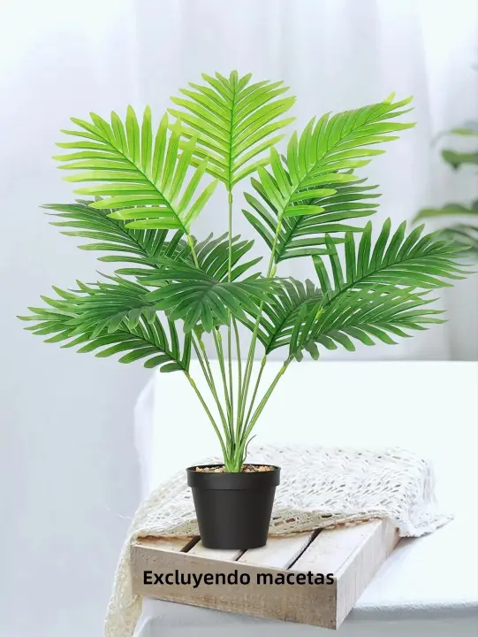 1pc Hojas De Palma Artificial 24 Hojas Hoja De Tortuga Falsa Monstera Grande Hojas De Palma Tropical Para Exterior Imitación De Hoja - 1
