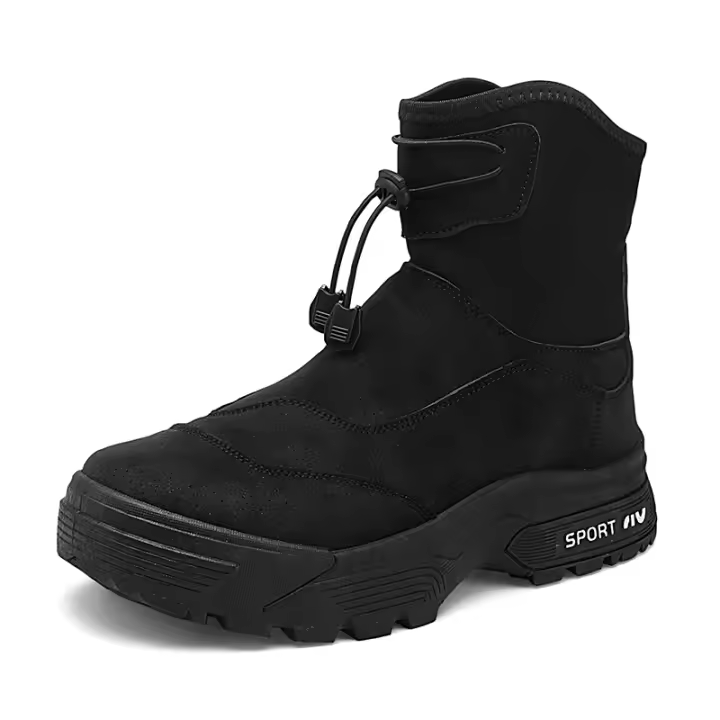 Botas De Biker Casuales Para Hombre De Color Negro Talla Grande Con Plataforma Elástica Botines De Piso Alto De Moda Para Invierno - 1