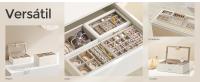SONGMICS Caja Joyero Apilable, Caja de Joyas de 6 Capas Grande, Tapa de Cristal Transparente, 17 x 28 x 25,3 cm, para Cajón de Tocador, Idea de Regalo, Blanco Nube - details 3