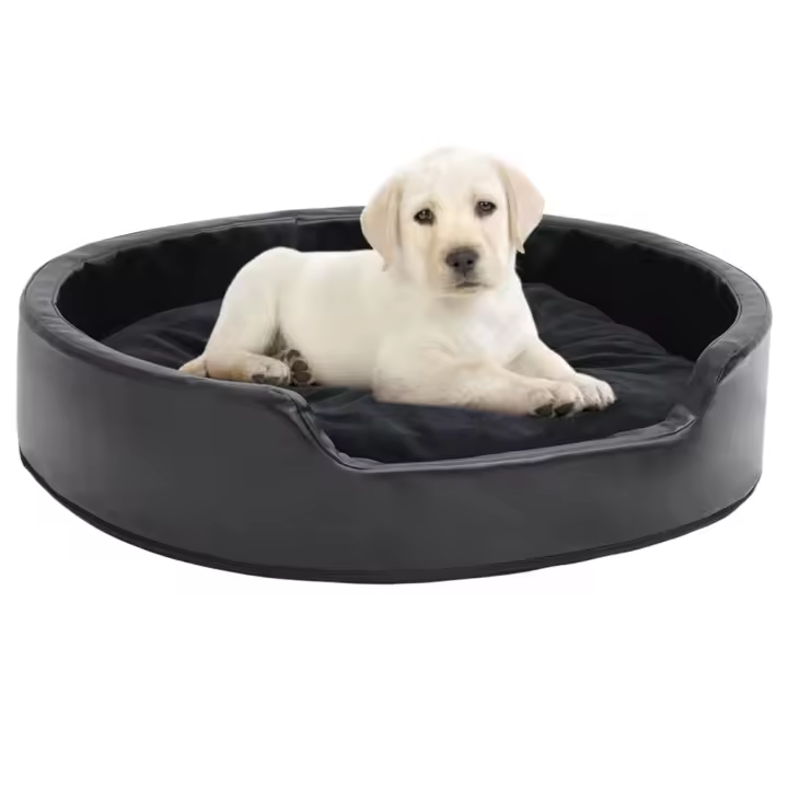 vidaXL Cama para perros felpa y cuero sintético negra 79x70x19 cm - 1
